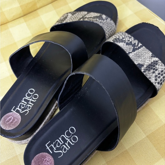 Franco Sarto Black and Snake Print Sandals - Picture 5 of 6